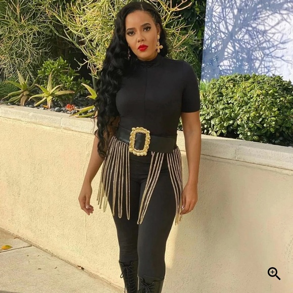 Cleo Metal Chain Leather Belt in Gold - Picture 4 of 5